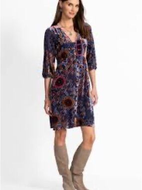 BNWT Johnny Was Ryan Sisi Burnout Velvet Dress Boho Size M MSRP $398